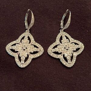 Nadri Silver Pave Filigree Earrings
